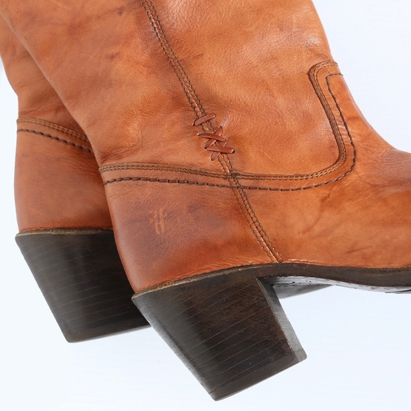 Women’s Frye tan cognac heeled leather boots - Picture 8 of 8